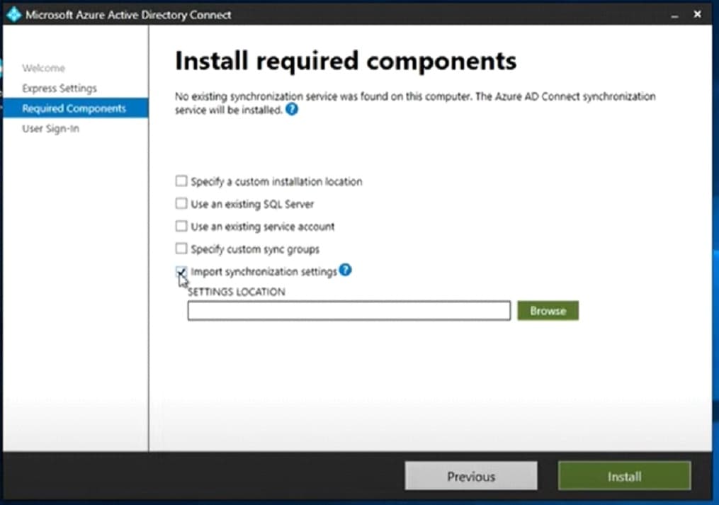 Azure AD Connect - Install required components