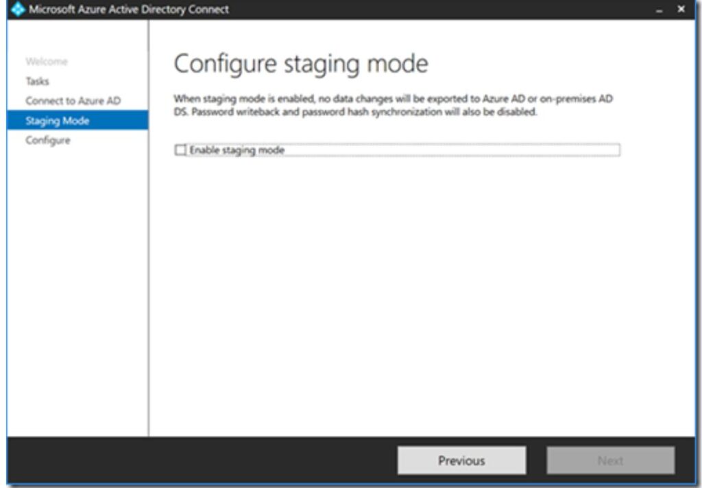 Azure AD Connect - Configure Staging Mode