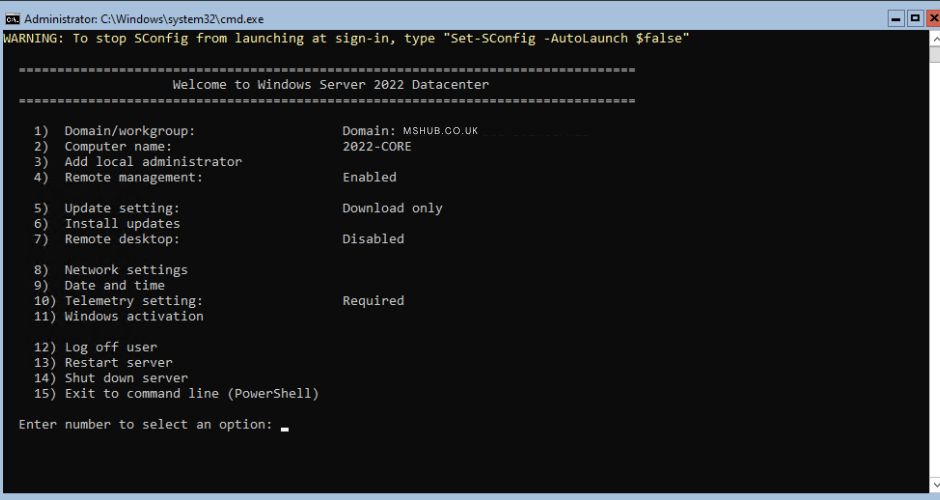 How to Recover the Command Prompt on Windows Server Core 2016
